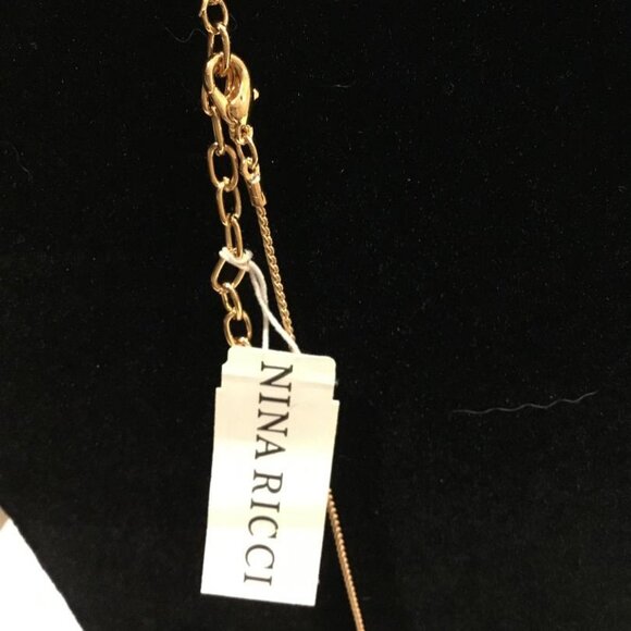 Nina Ricci 22Kt Gold Plated Necklace with Swarovski Crystals 22"-24" Length NWT - Picture 2 of 3